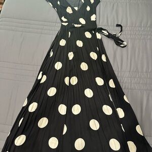 Elegant Black and White Polka Dot Dress